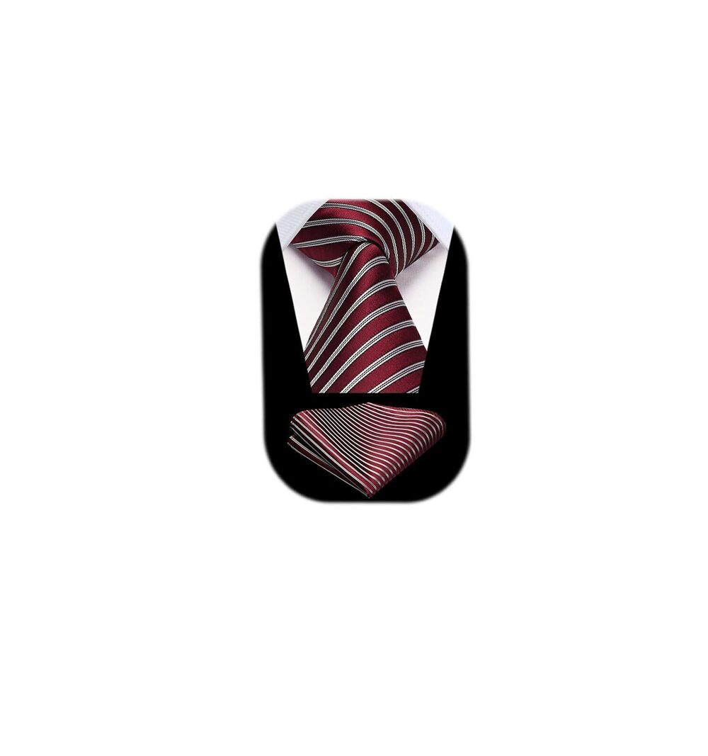6026 Ties Burgundy Tie Handkerchief Set Red White Striped Business Formal